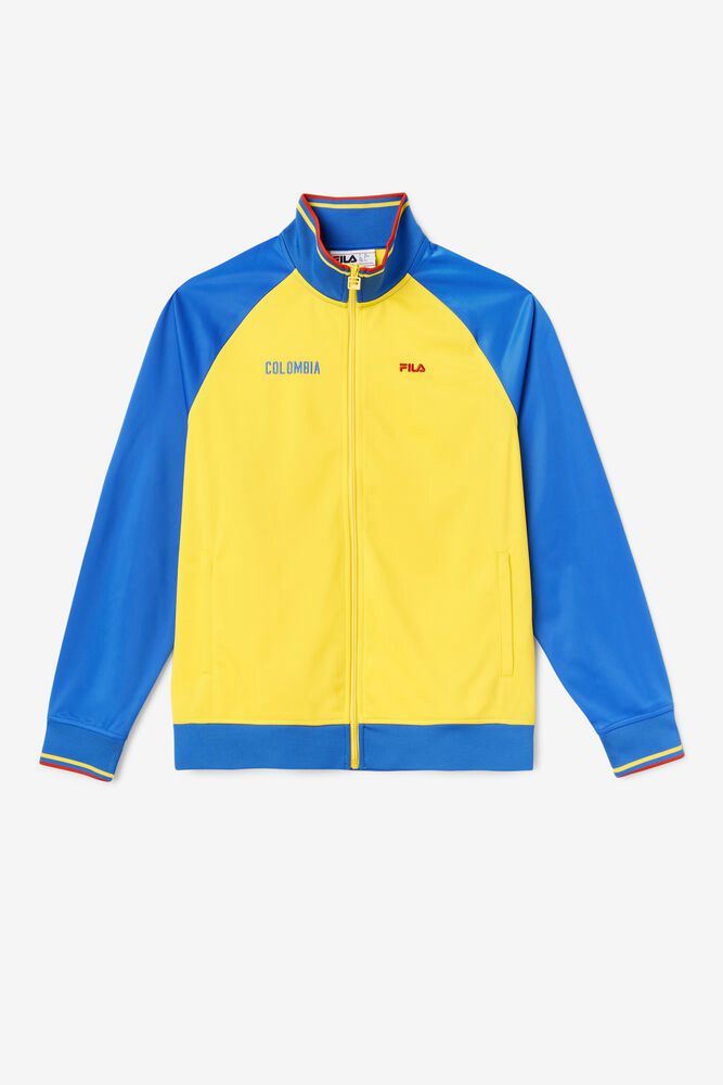 Fila Jacket Mens Yellow/Blue Colombia Track - Ireland 80736-XYSG